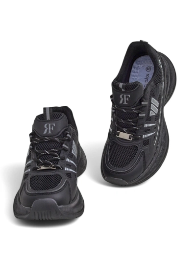 Royalfashion Hypatia fekete női sportcipő lapos, 5 cm-es sarokkal