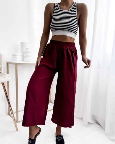 Royalfashion Maroon női 7/8-os culotte nadrág