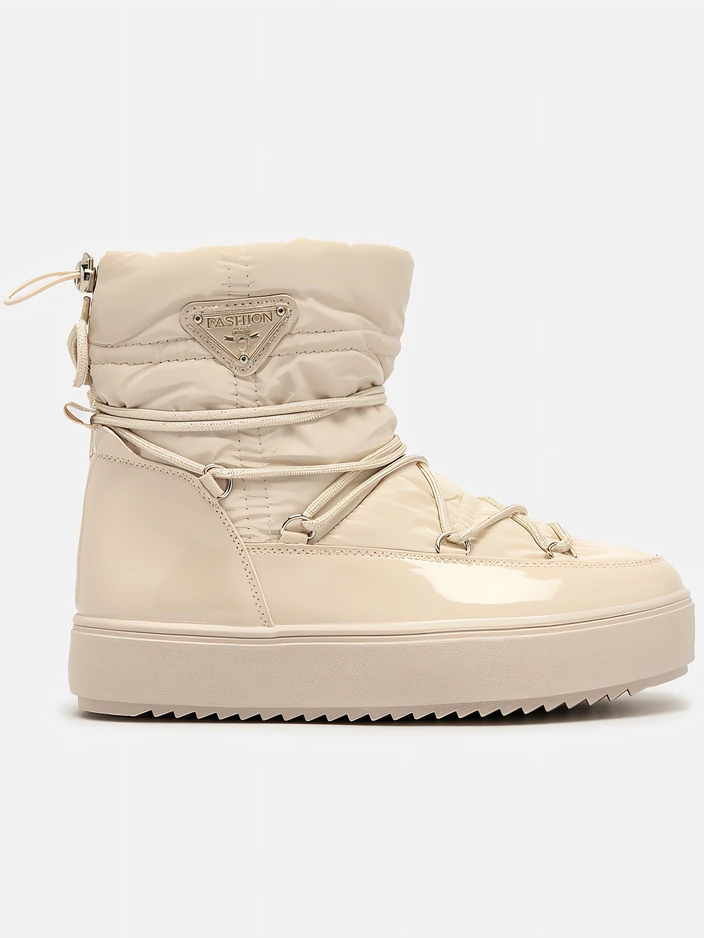 Royalfashion Női csúszós csizma a'la hócsizma bézs színben Vevnose