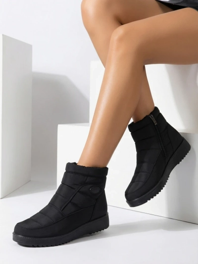 Athena Női Fekete Bokacsizma Szövetből Őszre és Télre