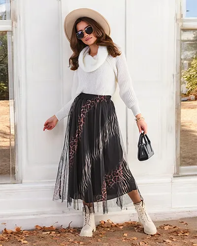 Címeres női midi szoknya tülltől