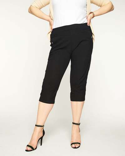 Fekete női 3/4 PLUSZ MÉRET szövet rövidnadrág - Ruházat