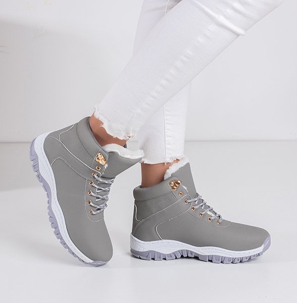 Női meleg ökobőr túracipő szürke Filis színben - cipő