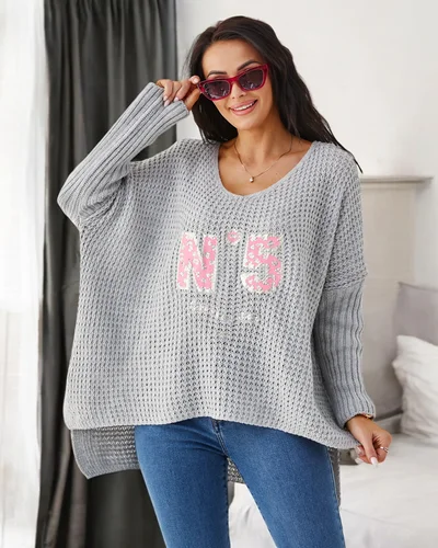 Royalfashion Akril női kötött pulóver mintákkal