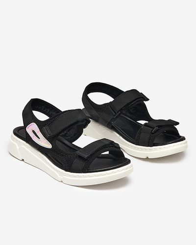 Női fekete szövet szandál holografikus Lofal-Footwear betéttel