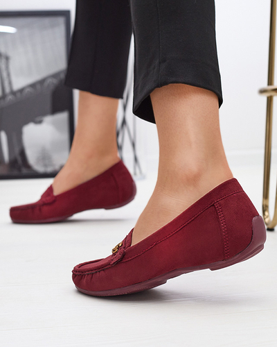 Gesztenyebarna női mokaszinok alacsony, fedett éken Lemira - Lábbeli