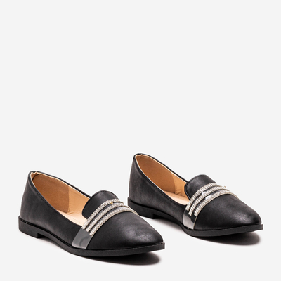 Fekete női mokaszin Kremssa cirkóniával - Lábbeli