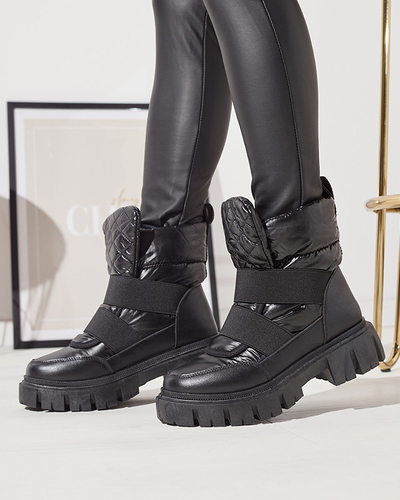 Női hócsizma lapos talppal, fekete színben Ferory- Footwear