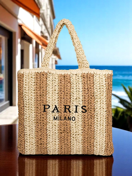 Királyi divat Nagy szalmatáska nőknek Szalmaszalaggal