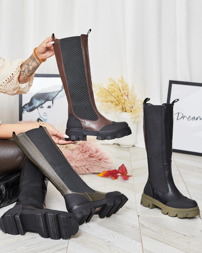 Royalfashion Sötétbarna női félárú csizma Blyss