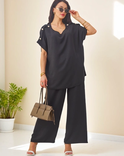 Royalfashion Női pamut szett rövid ujjú felsővel és bő nadrággal