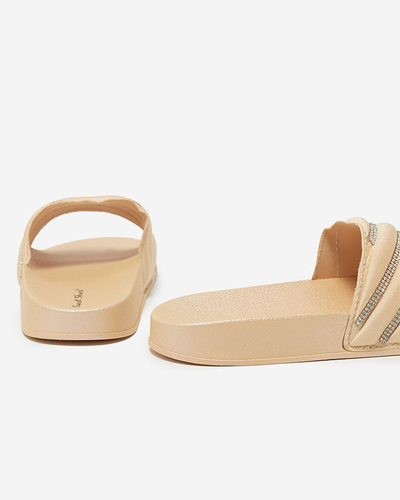 OUTLET Bézs női papucs cirkóniával Erikis - Lábbeli