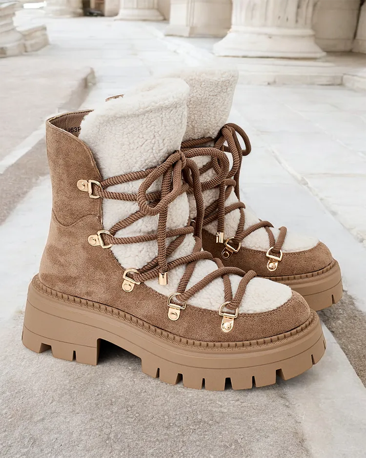 Royalfashion Lozin fűzős női hócsizma