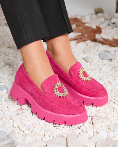 Royalfashion Fuchsia női öko velúr mokaszin Likoki