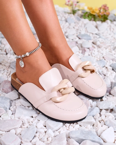 Royalfashion Női bézs színű flip-flop a'la mokaszin Doleqi