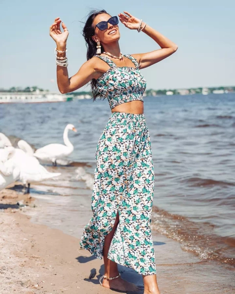 Royalfashion Mint női szett virágmintával