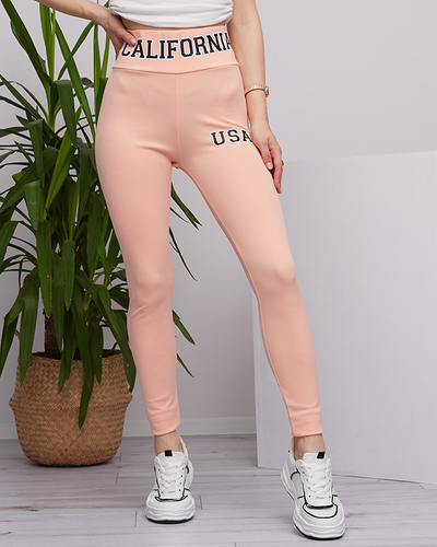 Női púderes bordás leggings feliratokkal - Ruházat