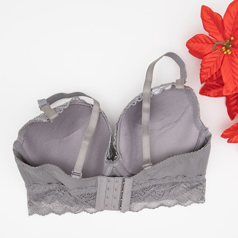 Szürke párnázott melltartó csipkével - Fehérnemű