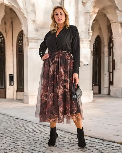 Royalfashion Női kétrétegű midi szoknya
