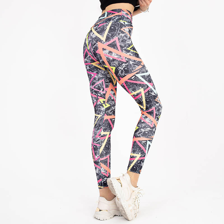 Szürke női leggings színes geometrikus mintával - Ruházat