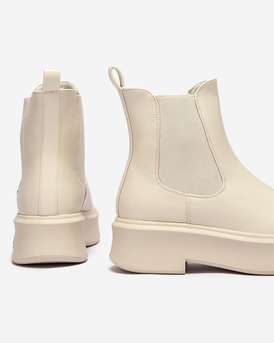 OUTLET Női platform csizma krém színben Emallo - Lábbeli