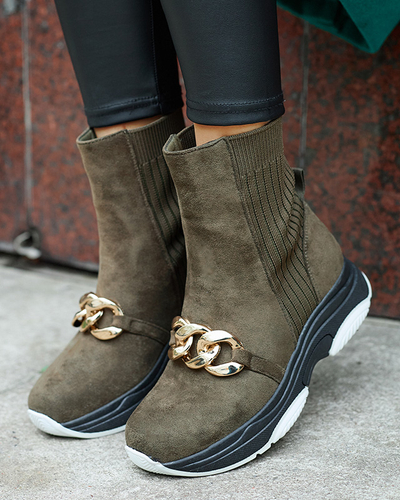 Női zöld szigetelt öko-szarvasbőr csizma Cuzitta- Lábbeli