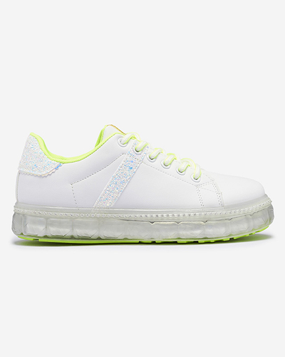 Női sportcipő fehér színben, neonzöld betétekkel Asxa- Footwear