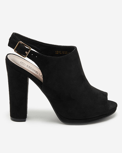 OUTLET Fekete női szandál magasabb oszlopon Veteri - Lábbeli