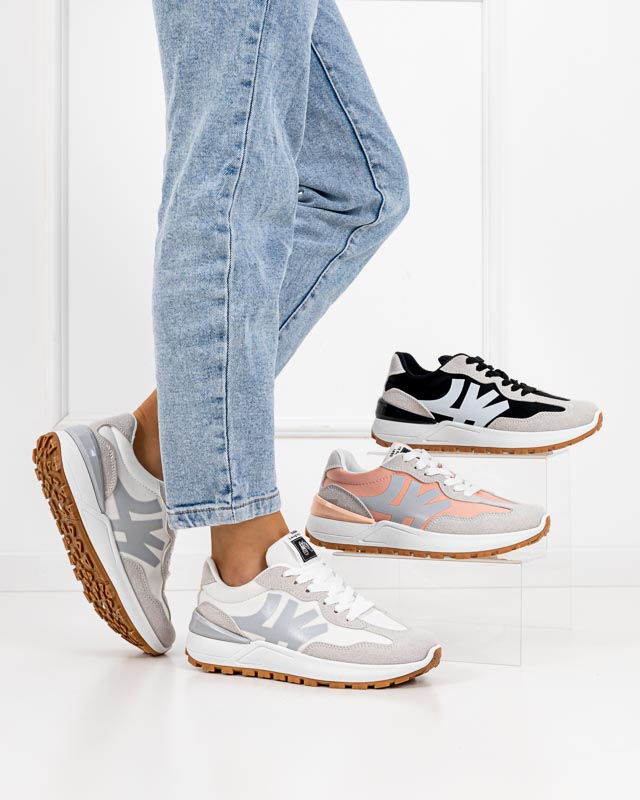 Női fehér tornacipő szürke Narisa betétekkel - Lábbeli