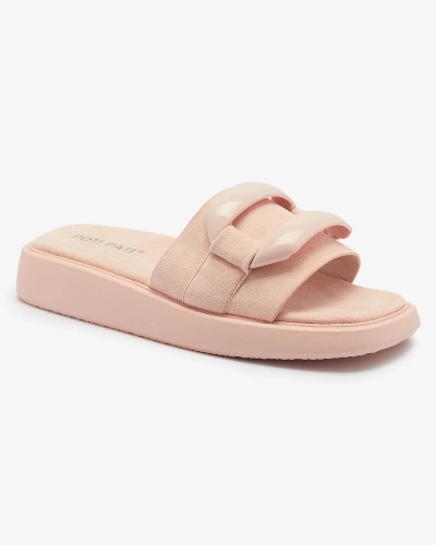 Rózsaszín női flip-flop öko-szarvasbőrből Omve - Lábbeli