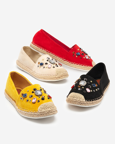 OUTLET Sárga, öko-velúr espadrillák nőknek cirkóniákkal Mediros - Lábbeli