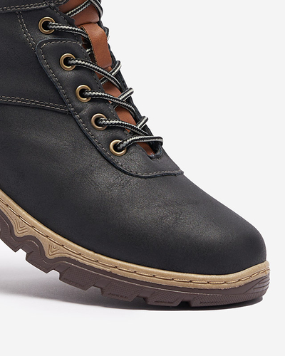 Fekete női túrabakancs Poritsu szőrmével megkötve - Lábbeli