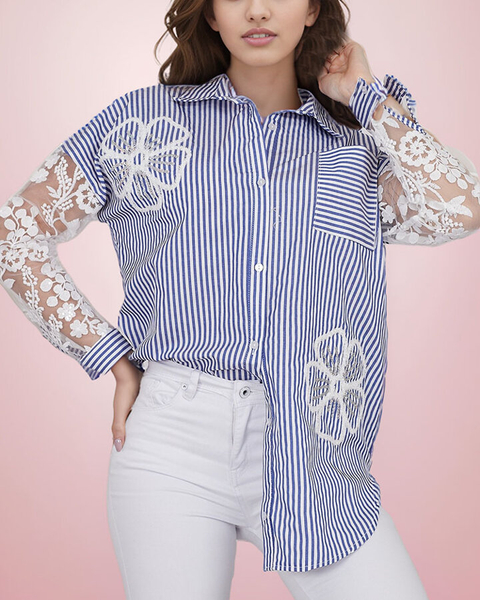 Royalfashion Női csíkos ing csipkével