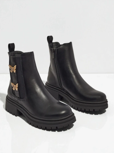 Bravelle műbőr női bokacsizma pillangókkal