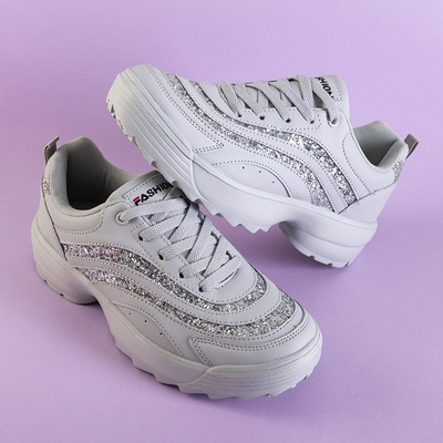 Világosszürke női sportcipő csillogással Undine - Lábbeli