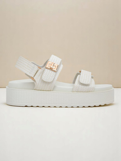 Royalfashion Kallisto – Fehér női platform szandál, ökológiai bőr