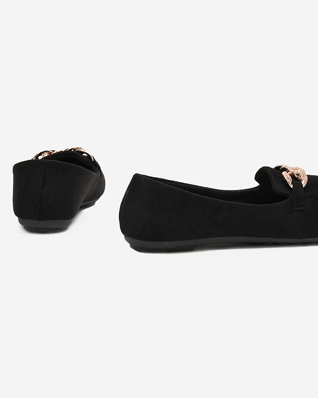 Fekete női öko-velúr naplopók lánccal Osylia - Cipők