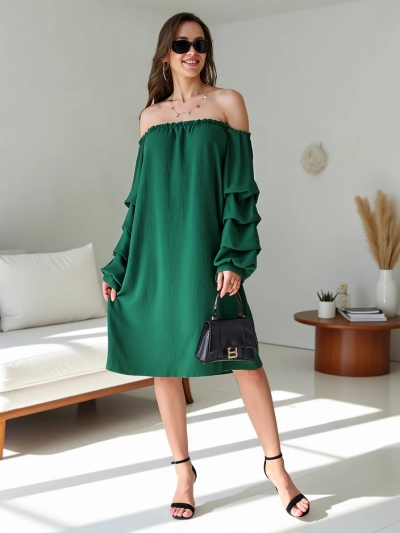 Royalfashion Simogató női ruha spanyol stílusban fodrokkal