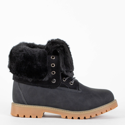 Shinny- Footwear női fekete fűzős csizma