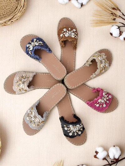 Royalfashion Helena Decor női szandál fekete espadrilles kagylókkal