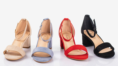 Bézs női szandál alacsony oszlopon First Love - lábbeli