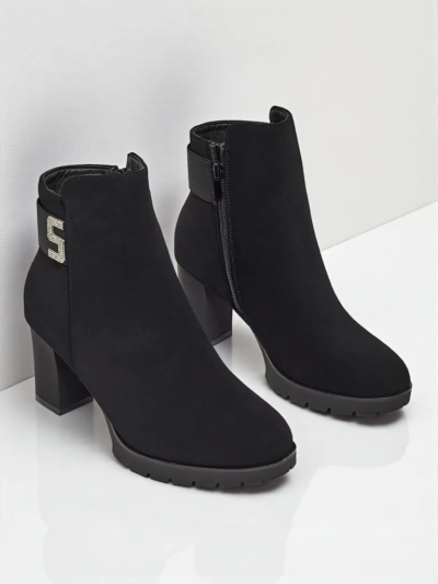 Mireliq női eco bőr bokacsizma vastag sarokkal