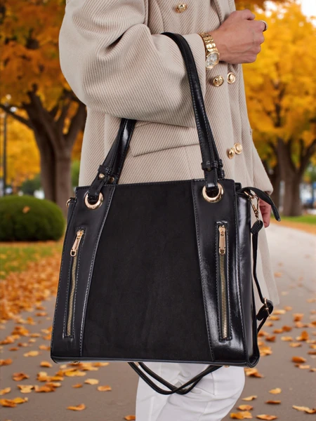 Női shopper táska, öko bőr, Silent Raven