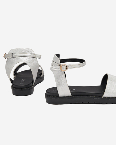 OUTLET Ezüst színű női öko-bőr szandál csillámmal Delika - Lábbeli