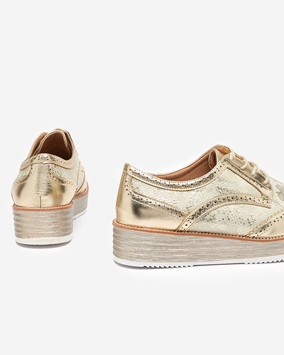 OUTLET Arany női cipők kígyóbőr betétekkel Fin - Footwear