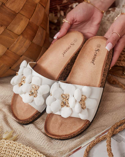 Royalfashion Női flip-flop arany mackókkal és virágokkal Isaralle