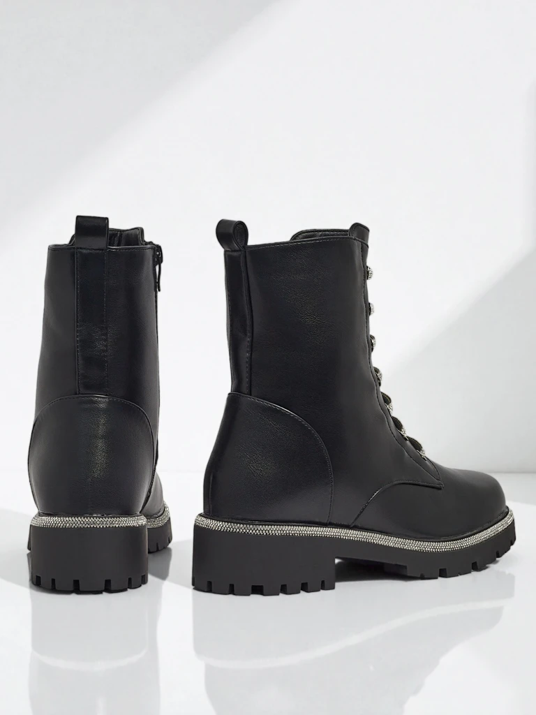 Lunara női fűzős öko bőr bokacsizma