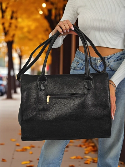 Aristea Nero női táska, fekete öko bőr, 41x31, elegáns
