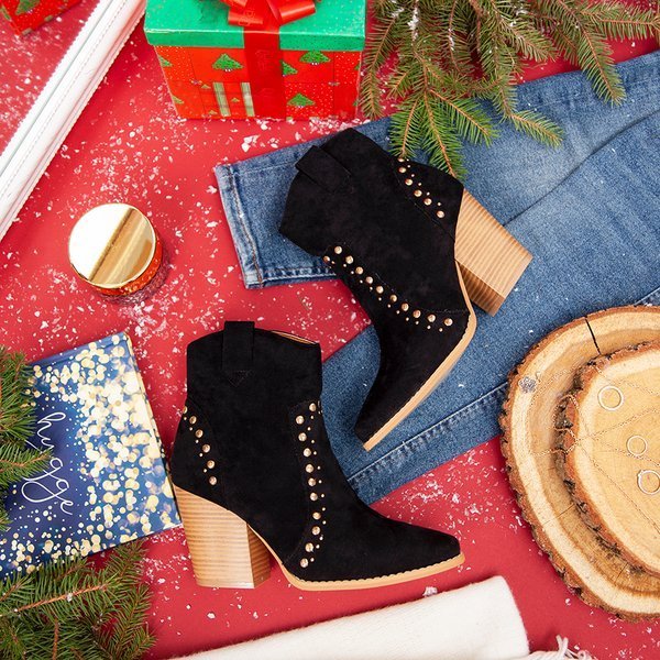 Fekete cowboy csizma a magas Gana oszlopon - Lábbeli