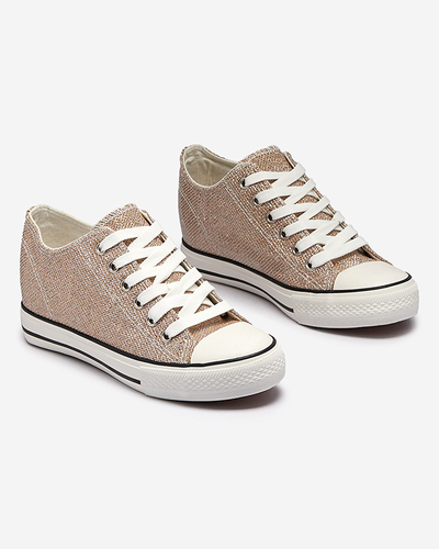 Arany női tornacipő rejtett horgonyon, fényes cérnával Seggat- Lábbeli